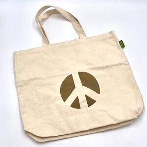 Organic cotton peace sign tote market bag NEW
